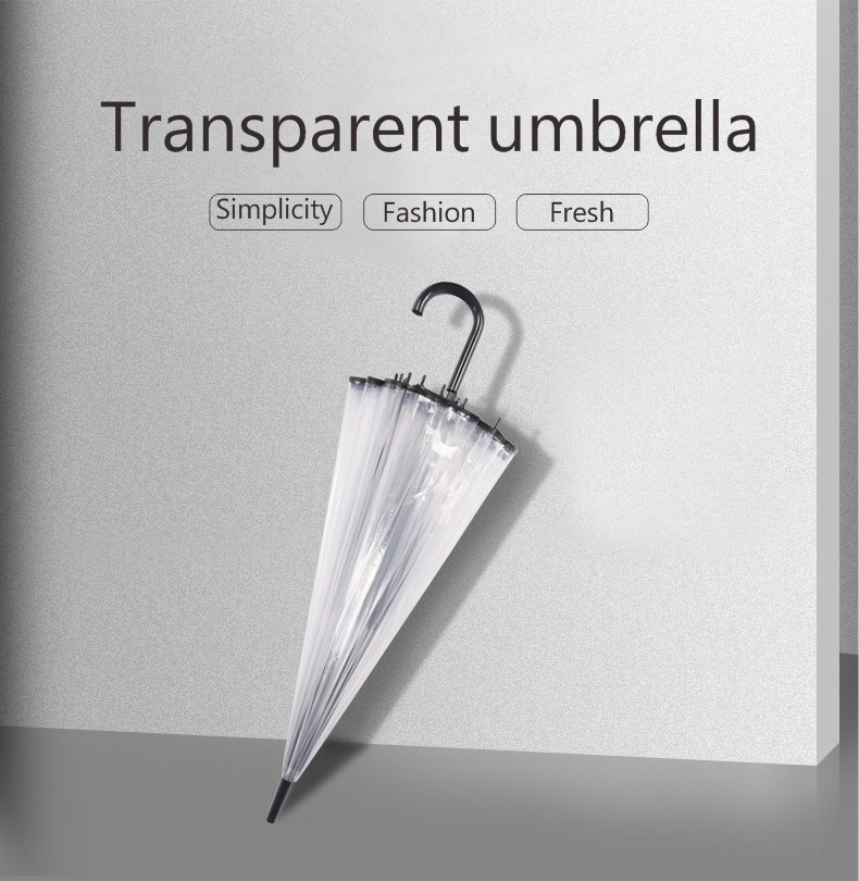 Hot Sale Transparent Umbrella Clear Colorful Manual Open Straight Umbrellas For Rain Umbrella