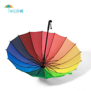 16k automatic open straight rainbow umbrellas wholesale windproof travel golf umbrellas custom logo prints rainbow umbrella