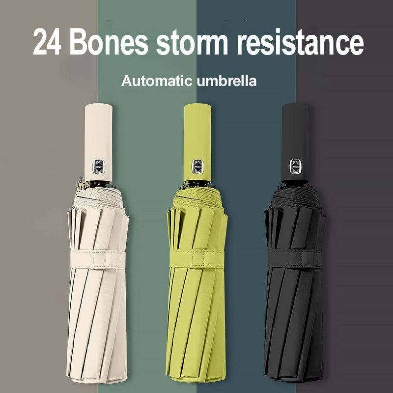 12K Double bones (24k) Automatic umbrella with logo custom umbrella for the rain