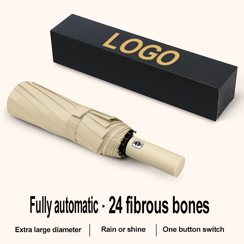 12K Double bones (24k) Automatic umbrella with logo custom umbrella for the rain