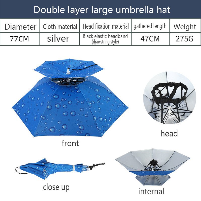 Head umbrella Rain proof sliver sunscreen protection fishing umbrella for rain parasols umbrellas outdoor