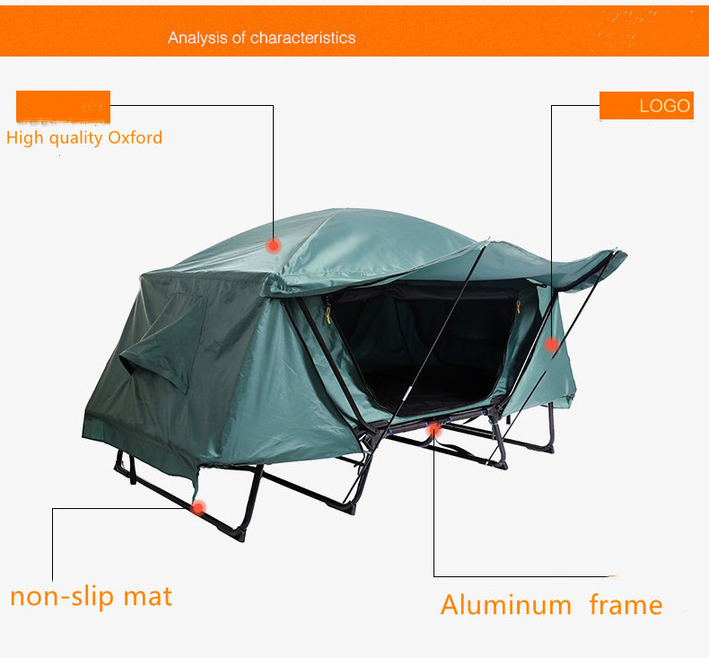 WOQI wholesale windproof double rainproof off the ground thickened portable folding Oxford tent for camping