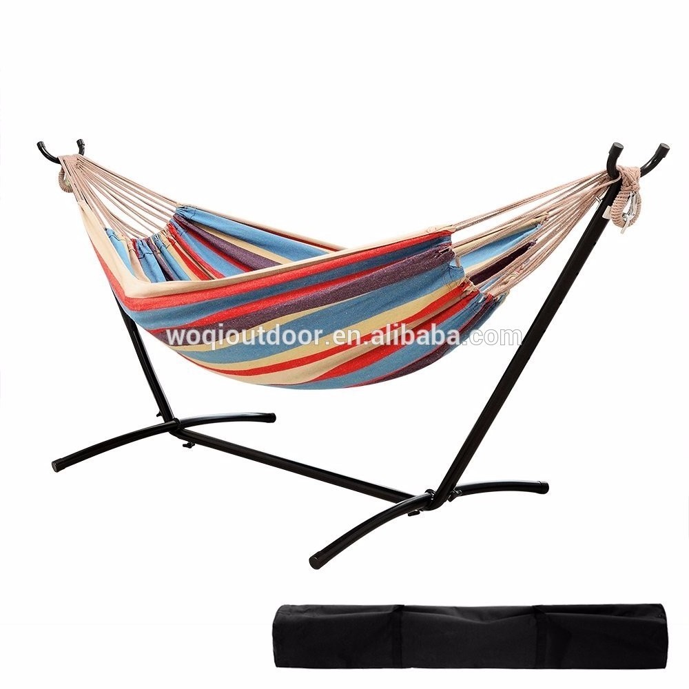 WOQI Double Hammock with Steel Stand Adjustable Hammock Bed Camping Hammock Stand