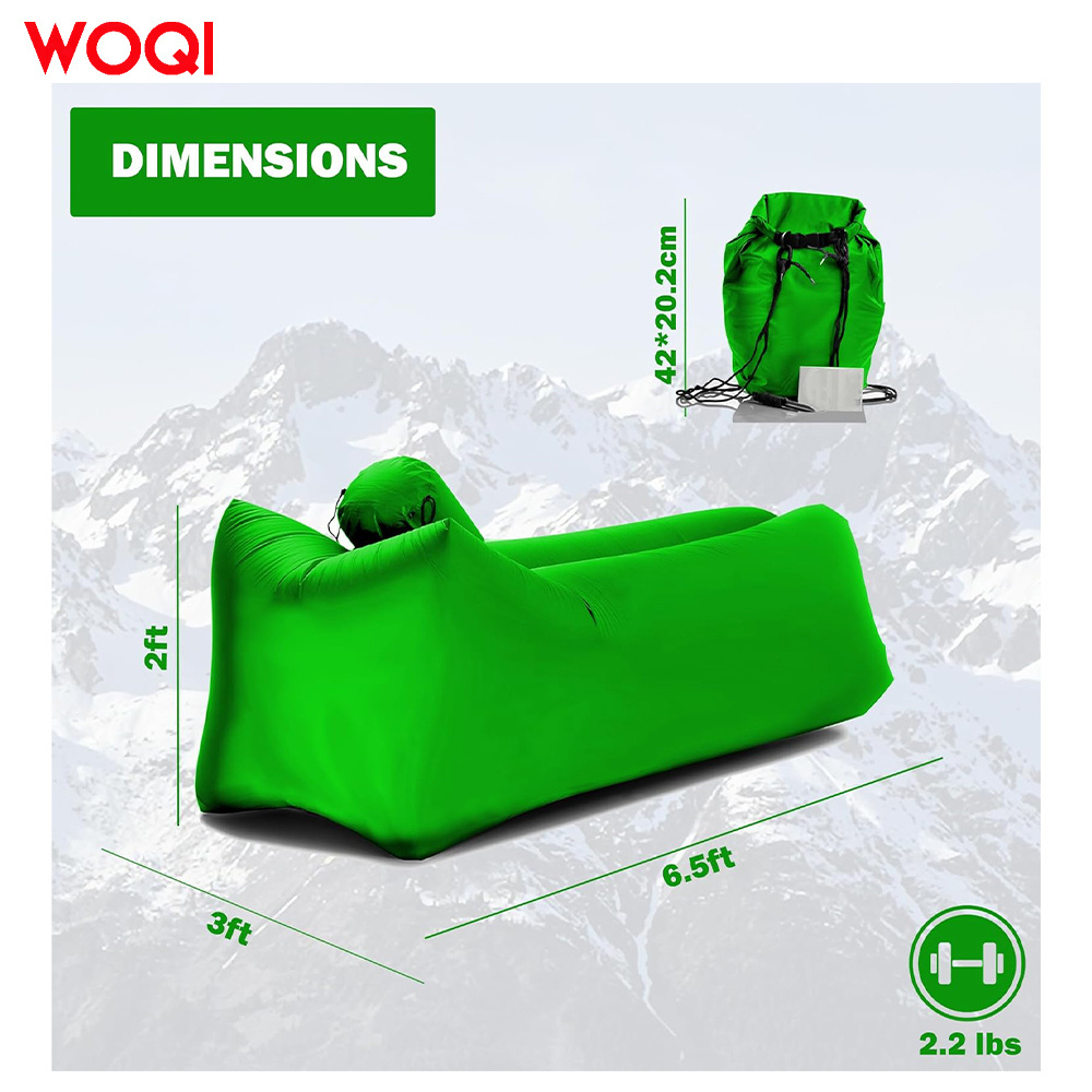 WOQI air sofa inflatable lounge chair beach bed camping chair with pillow suitable for outdoor camping and hiking on the beach