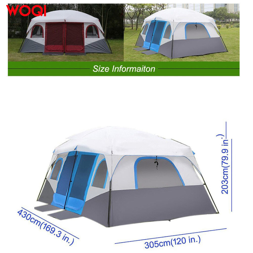 WOQI Large 8-12 Person Two Bedroom One Living Room Outdoor Waterproof Family Camping Tent Party Tent