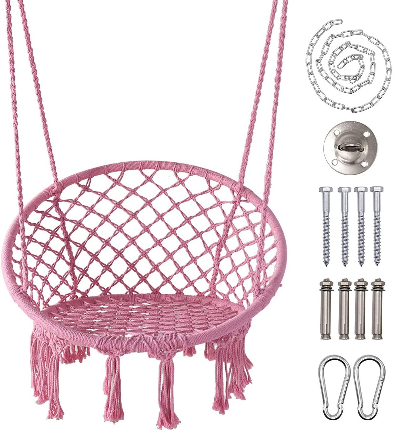 Woqi Hammock Chair with Hanging Kit and Chain,Cotton Rope Macrame Swing High Quality  chair