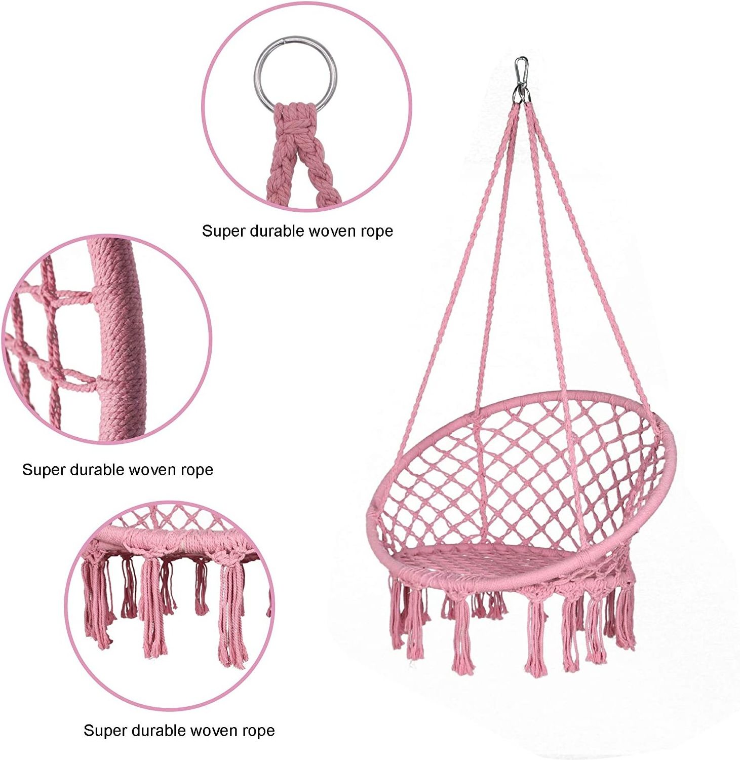 Woqi Hammock Chair with Hanging Kit and Chain,Cotton Rope Macrame Swing High Quality  chair