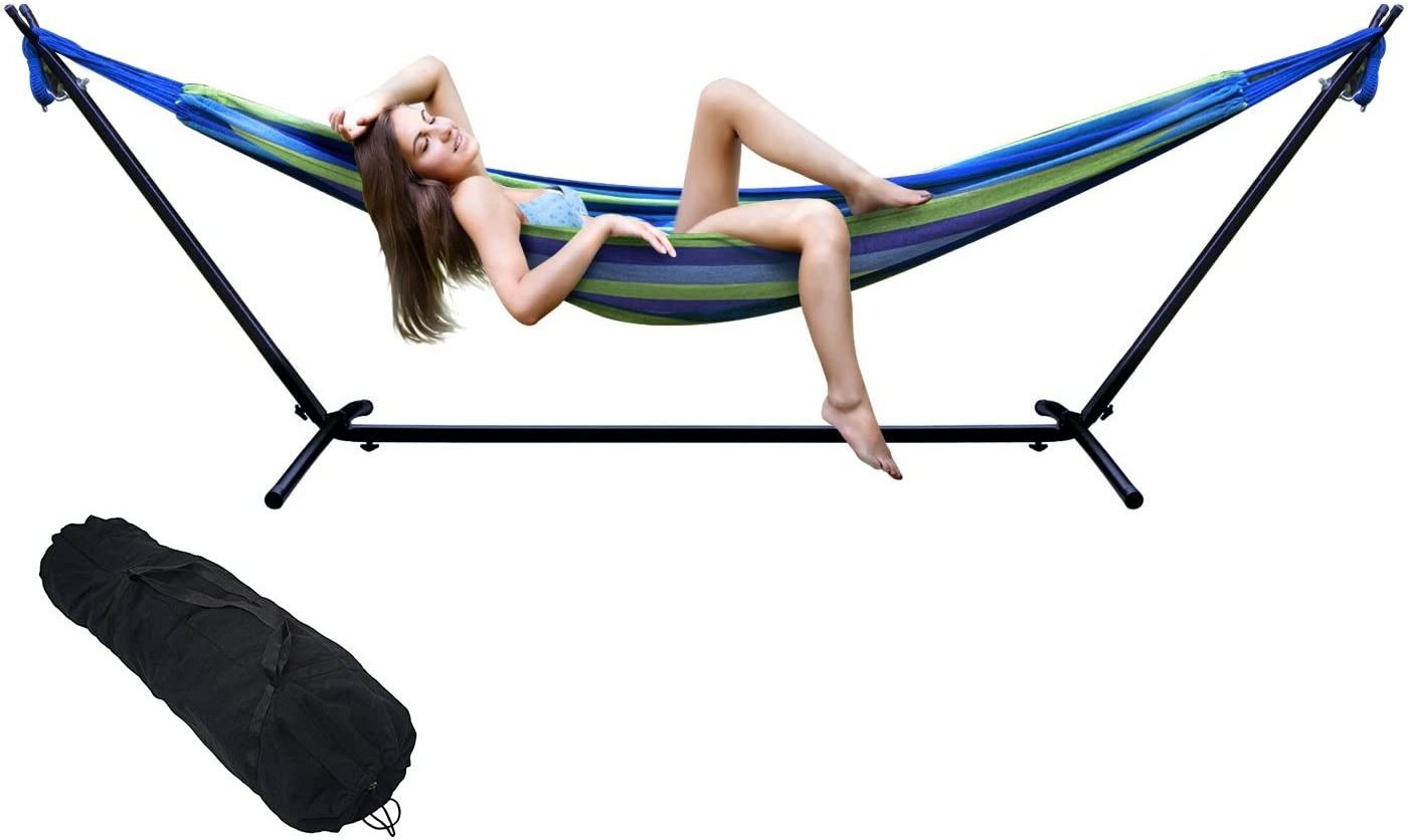 Woqi Hot Sell Portable  Hammock with Steel Stand outdoor indoor  Camping Hammock