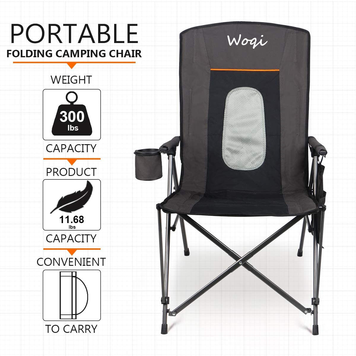 WOQI Beach Foldable Outdoor Folding Camping Chair BBQ Fishing Folding Chair Folding Chair