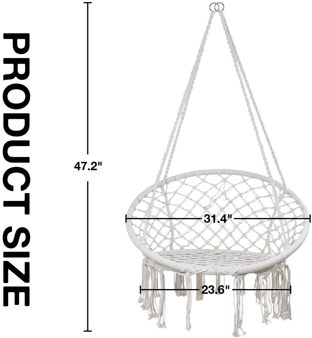 WOQI Supplier LOW MOQ Hammock Chair Hanging Knitted Mesh Cotton Rope Macrame Swing, with Hanging Kit and Chain