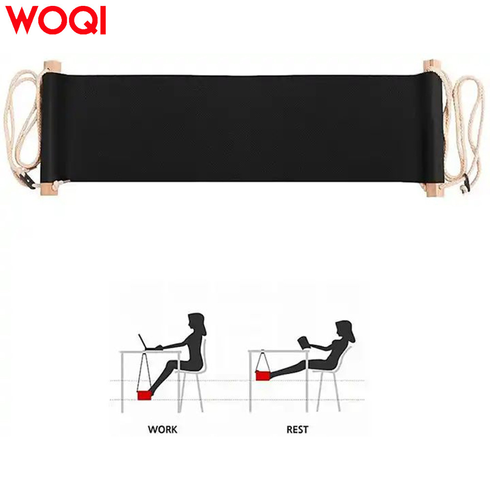 Woqi 2021Portable good popular Under Desk Foot Rest Hammock home office airplane travel foot rest hammock with hook