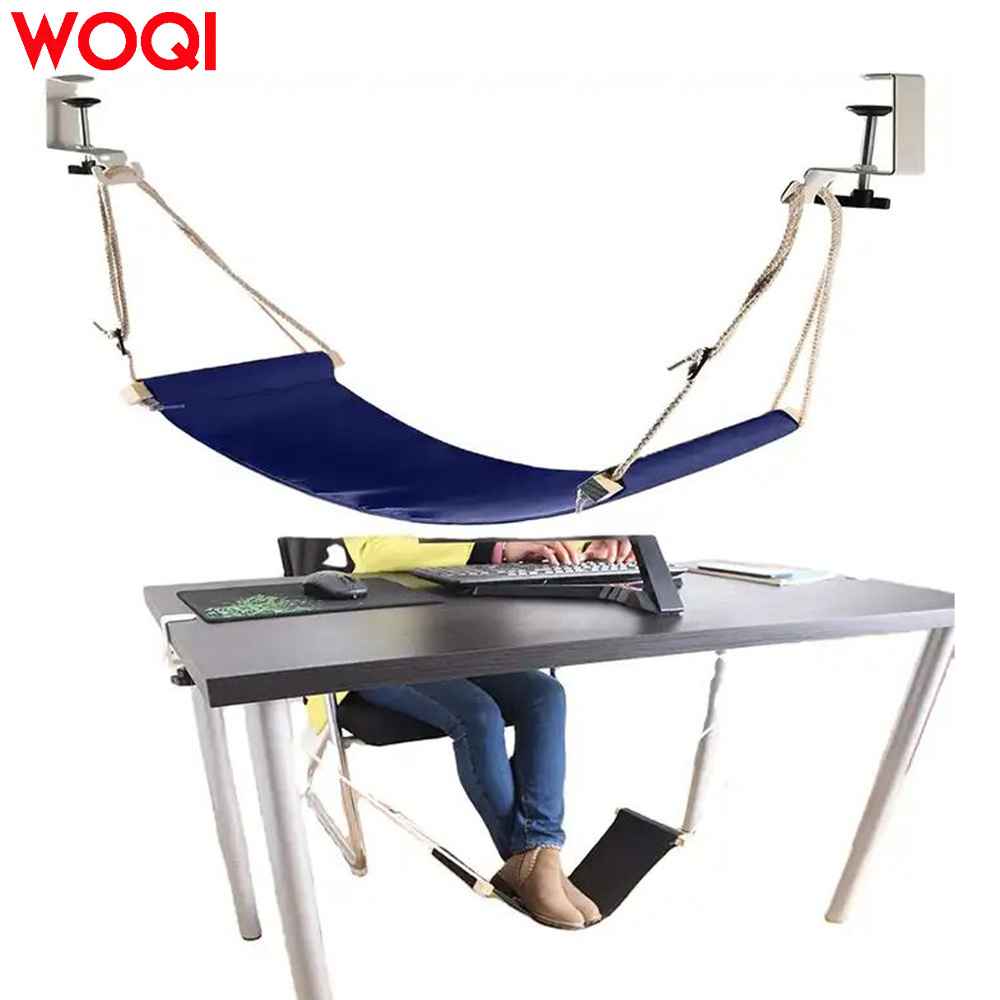 Woqi 2021Portable good popular Under Desk Foot Rest Hammock home office airplane travel foot rest hammock with hook