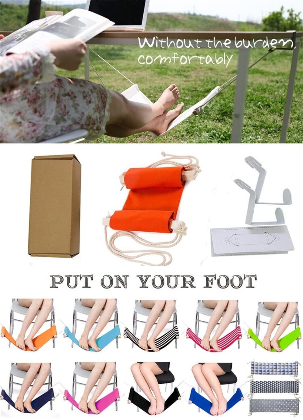 Woqi Natural adjustable  foot chair tool  portable camping outdoor feet rest cot chair