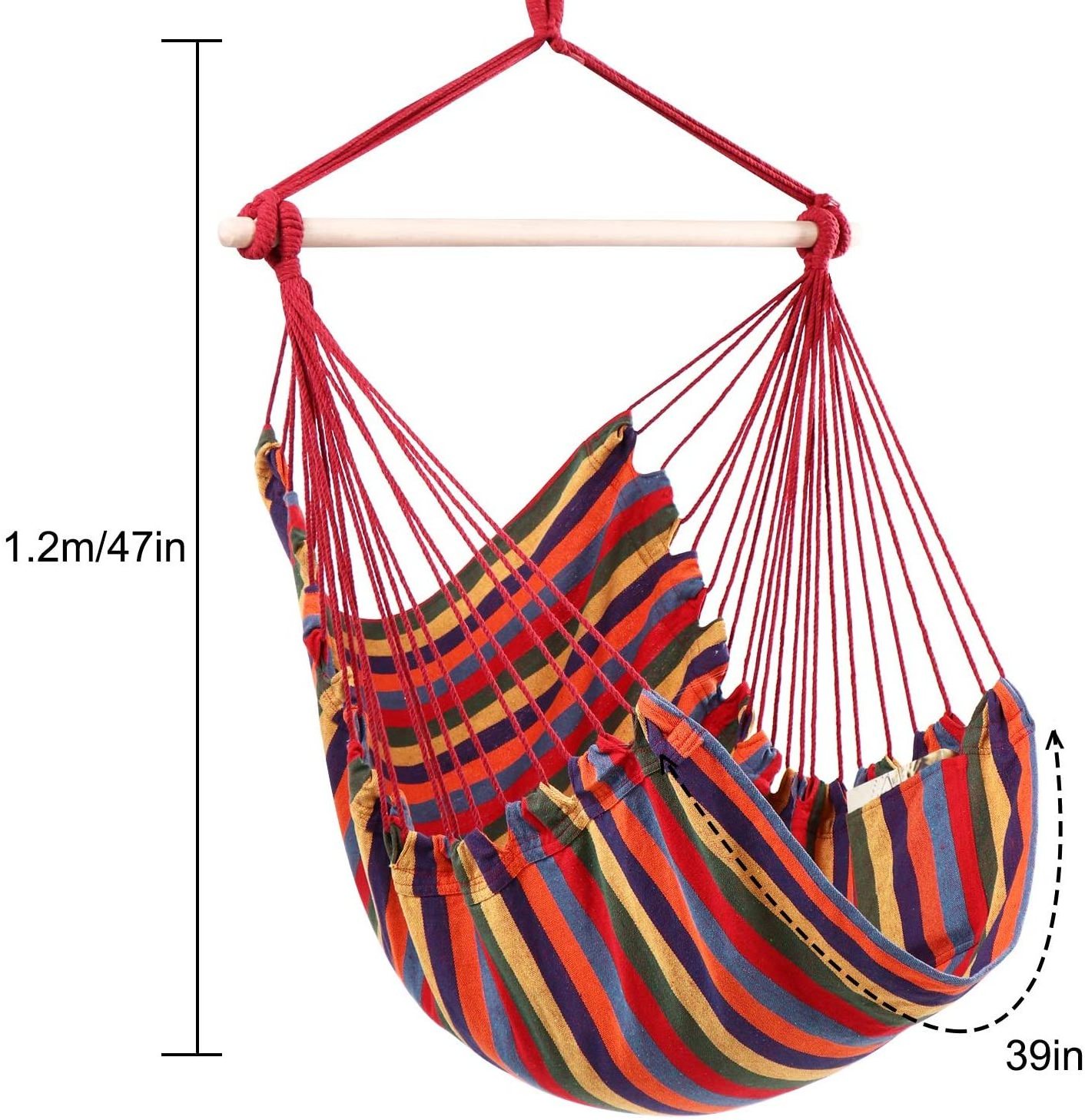 Woqi Hot Sale Kids Play Magazine Pocket Hanging Bravo Macrame cotton rope camping hanging swing hammock chair