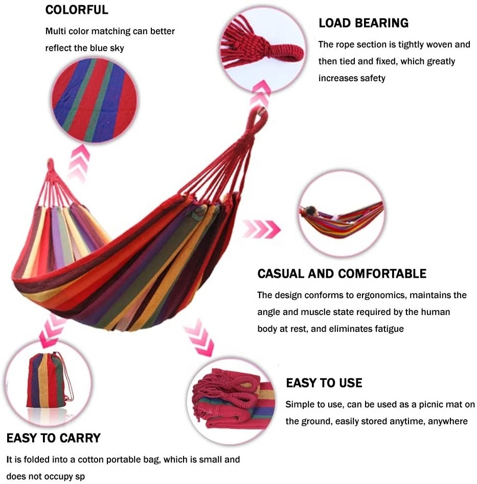 Woqi   outdoor cloth  hand crafted  stain   baby spring cradle 100% cotton   fruit  string  hammock for 2 people