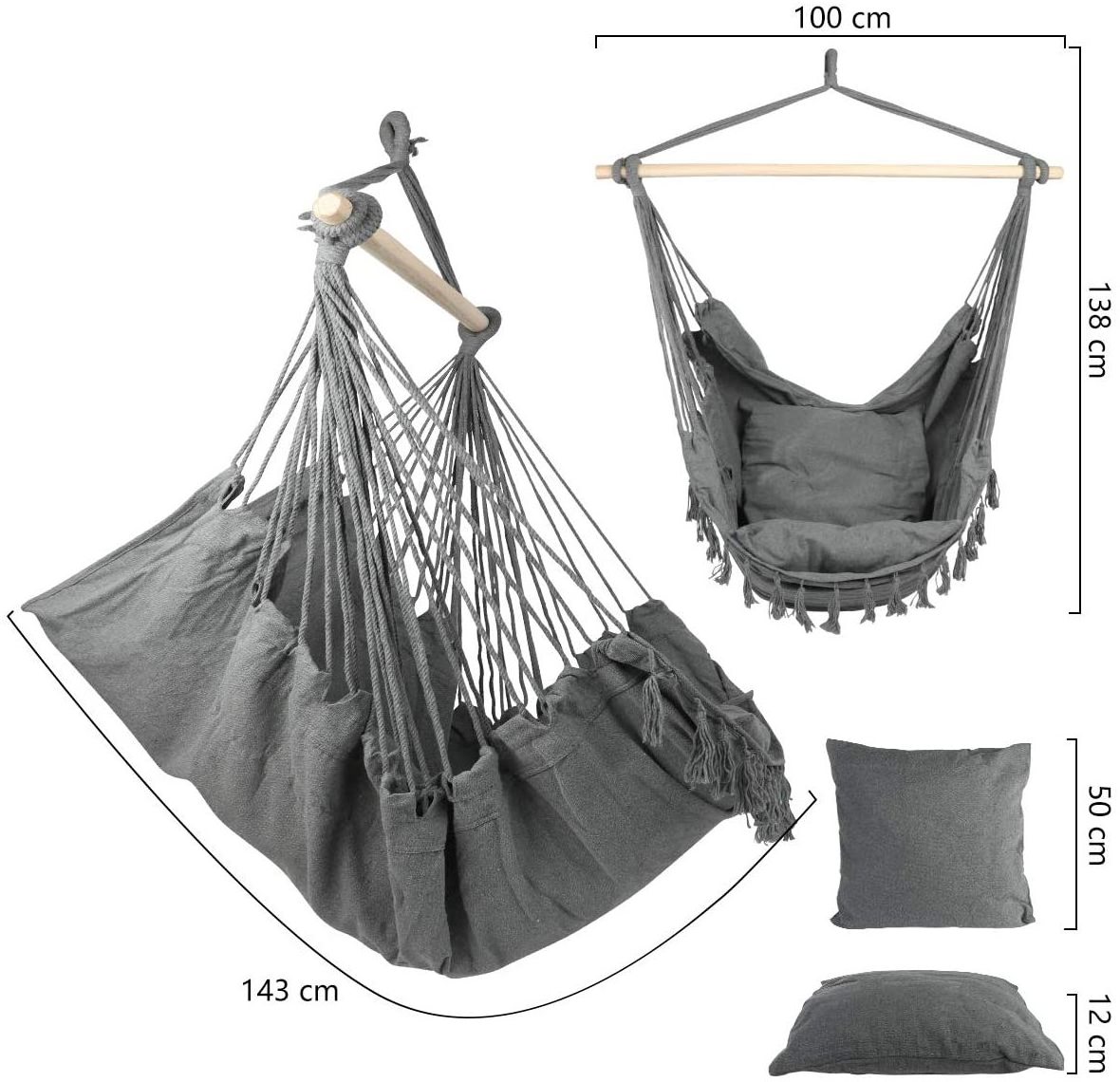 WOQI hammock  hanging mat chair with stand  swing bed tent with net rope swing-max 330 lbs-2 Outdoor