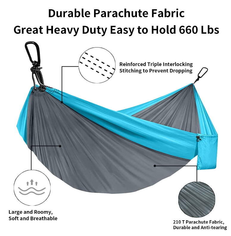 Woqi free standing promo outdoor portable canvas camping hammock 2 person portable hammock