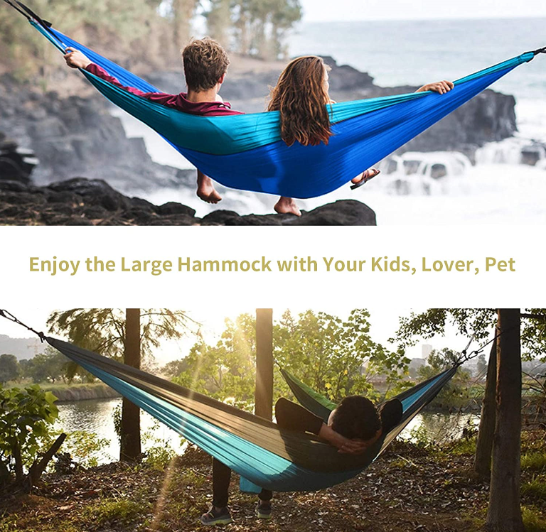 Woqi free standing promo outdoor portable canvas camping hammock 2 person portable hammock