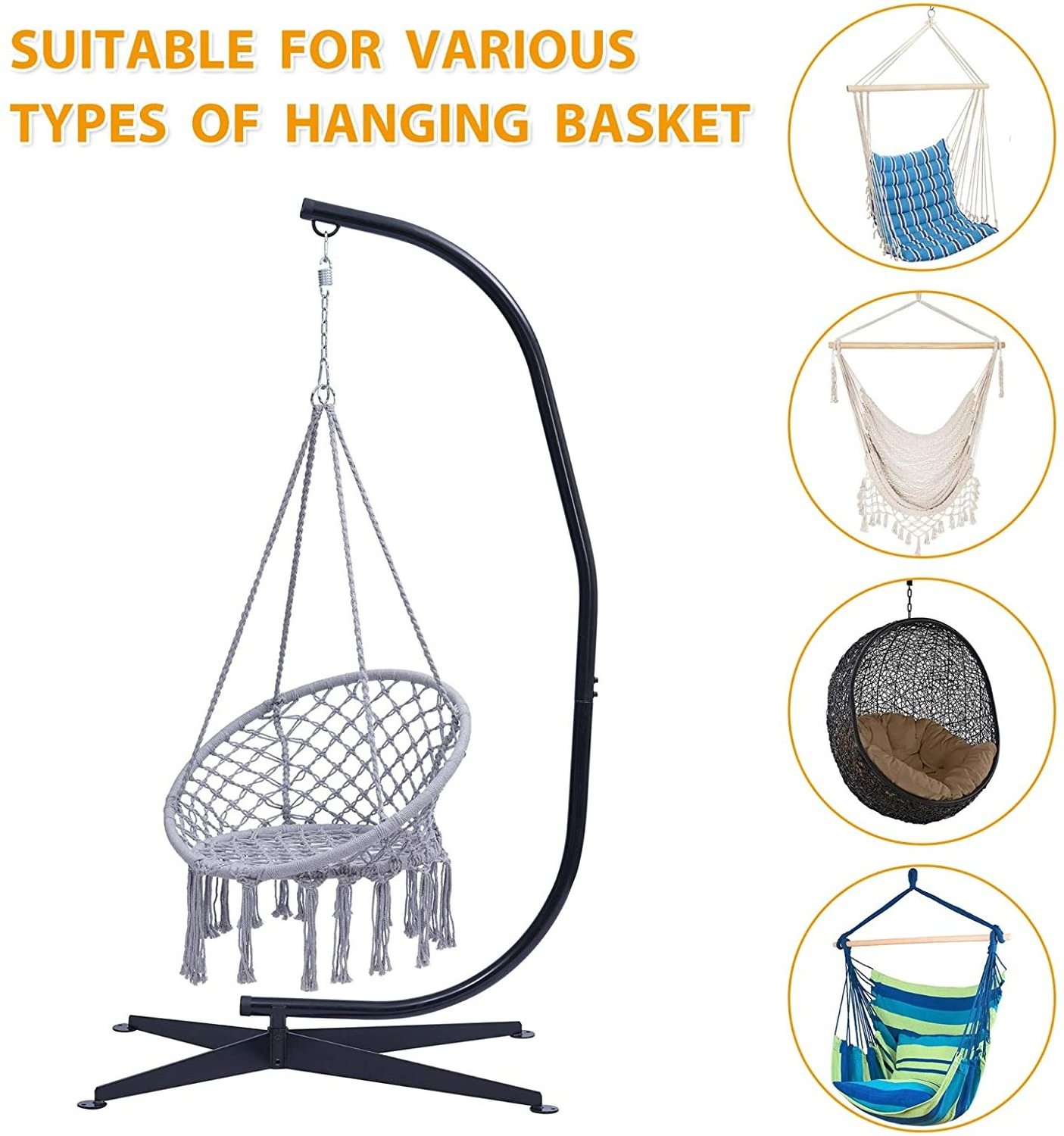 WQ Best seller on Hammock Chair C Solid Steel Stand Construction Hanging air Porch Swing