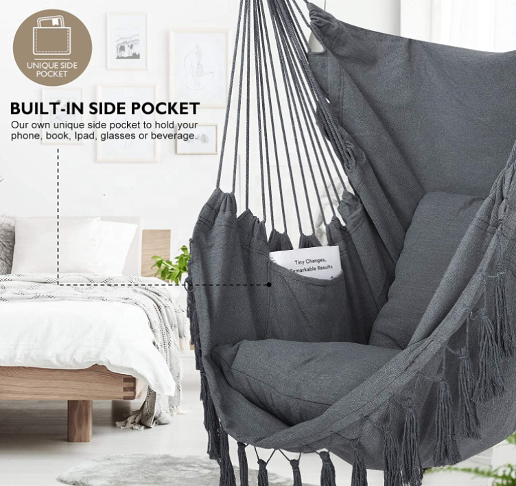 Woqi  outdoor sewing chair Hanging Chair Swing Hammock Chair with Cushion