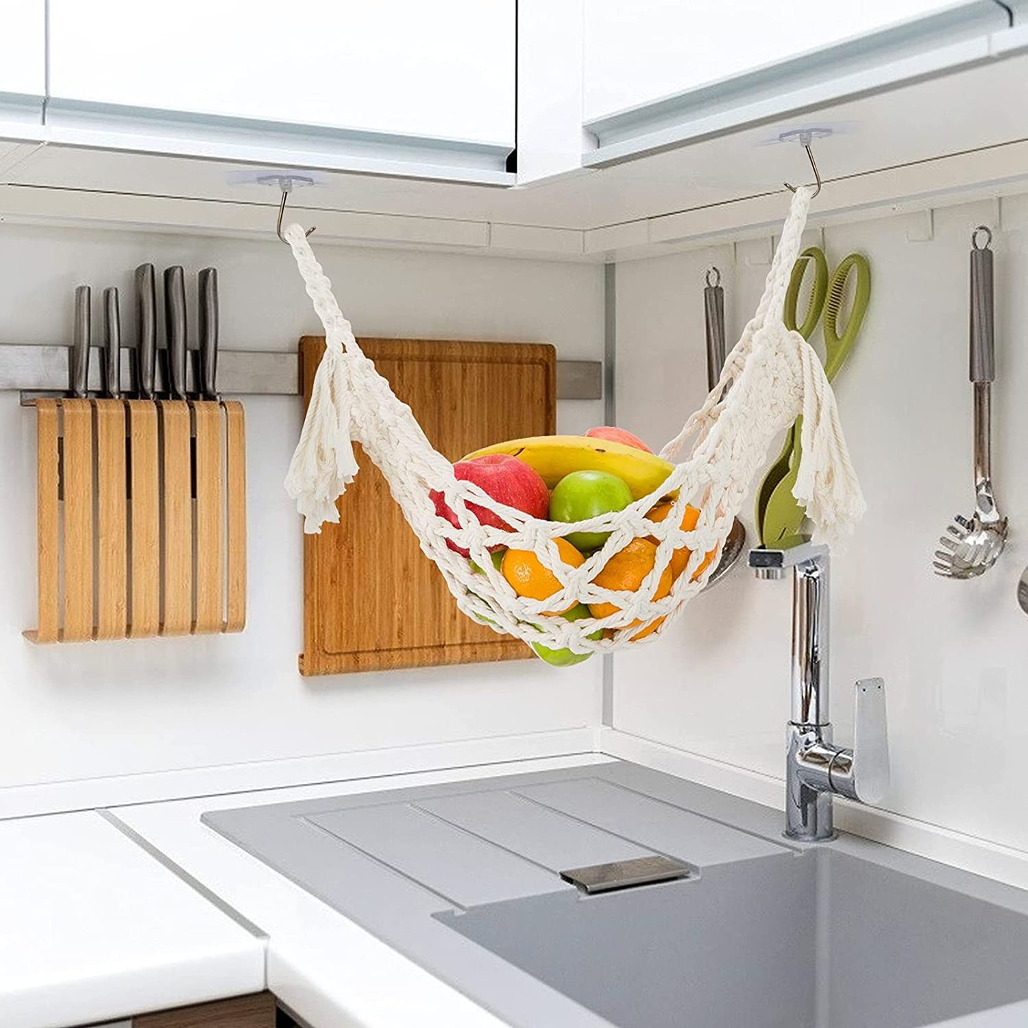 Woqi Nice DIY Fruit Hammock  Under Cabinet  Kitchen Living Room Fresh Fruit Storage  Veggie Hammock