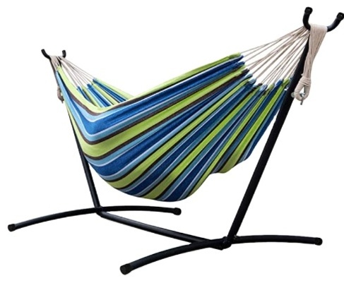 Woqi  Hammock with Stand Portable Double Cotton Hammock  Steel Stand Carrying Bag