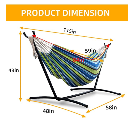 Woqi  Hammock with Stand Portable Double Cotton Hammock  Steel Stand Carrying Bag