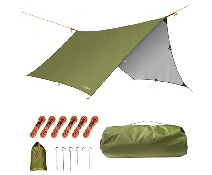 Woqi Camping Hammock with Rain Fly Tarp and Mosquito Net Tent   Nylon Parachute Hammock