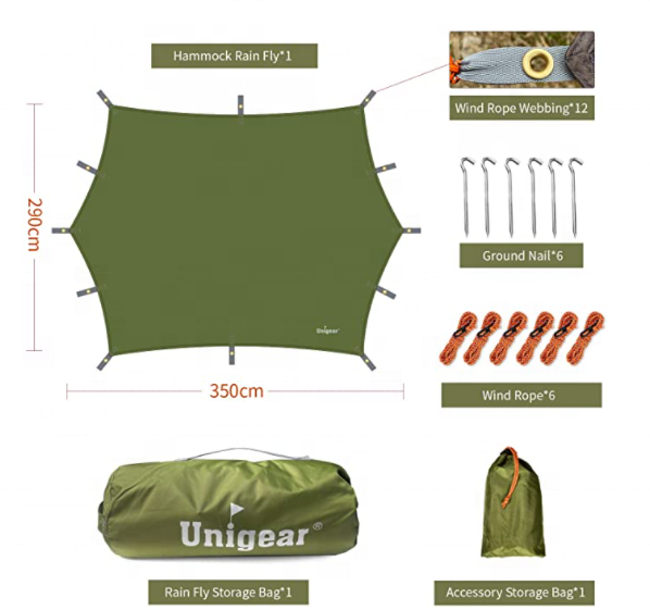 Woqi Camping Hammock with Rain Fly Tarp and Mosquito Net Tent   Nylon Parachute Hammock