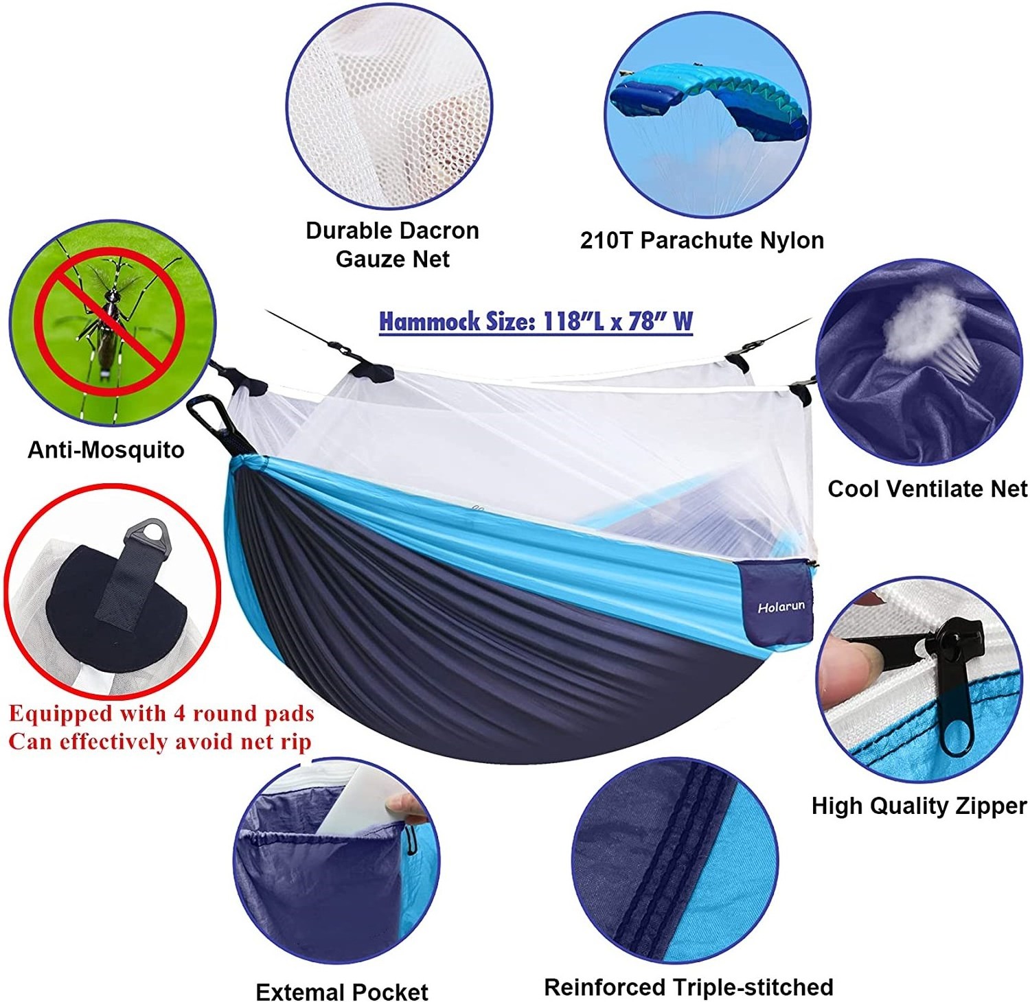 Woqi Low Price Camping Hammock Outdoor Multi color Camping Hammock with Mesh for Some Relax