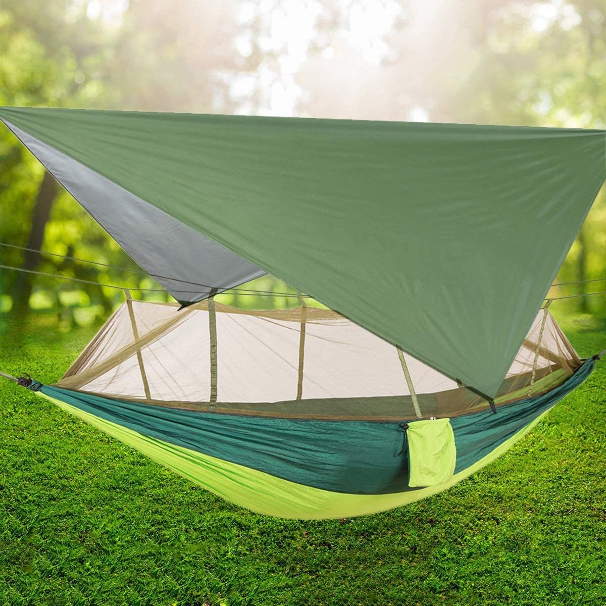 Woqi In Stock Hammocks Go Camping Fishing Swing Hook  Net Rainfly Tent tarp Durable Mosquito Hammocks