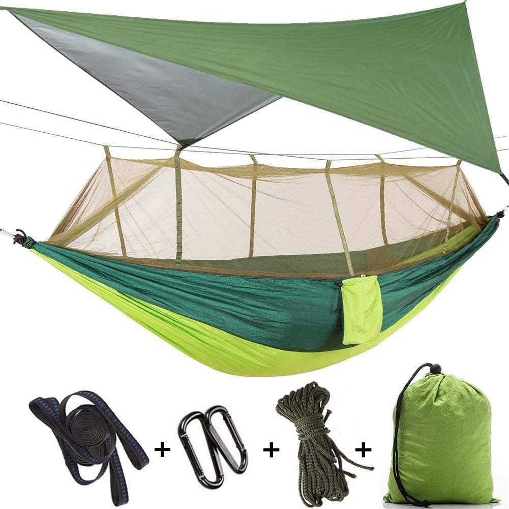 Woqi In Stock Hammocks Go Camping Fishing Swing Hook  Net Rainfly Tent tarp Durable Mosquito Hammocks