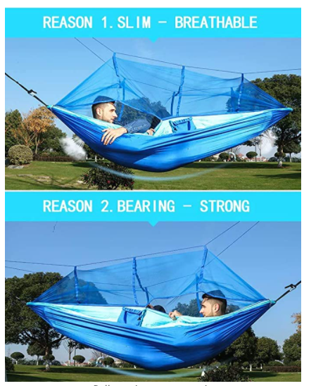 Woqi Camping Hammock with Net Mosquito  Parachute Fabric Camping Hammock Portable Nylon Hammock  Camping Travel