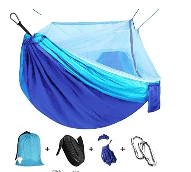 Woqi Camping Hammock with Net Mosquito  Parachute Fabric Camping Hammock Portable Nylon Hammock  Camping Travel