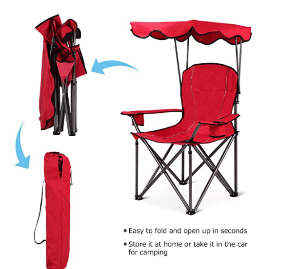 Woqi Outdoor portable folding camping beach chair ultlight with  sunshade beach umbrella