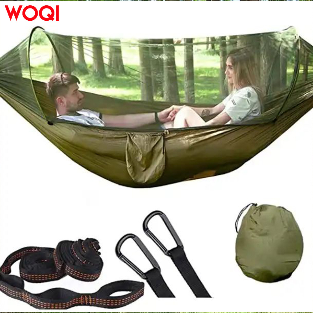 Woqi new design pop up hanging swing hammock with bug net portable  jungle hammock chair for camping