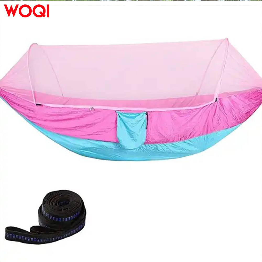 Woqi new design pop up hanging swing hammock with bug net portable  jungle hammock chair for camping