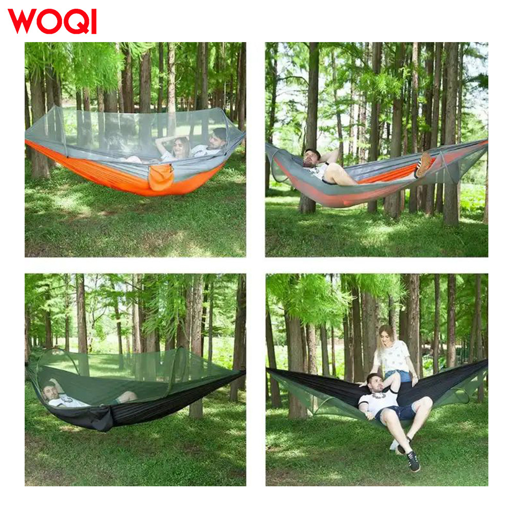 Woqi new design pop up hanging swing hammock with bug net portable  jungle hammock chair for camping