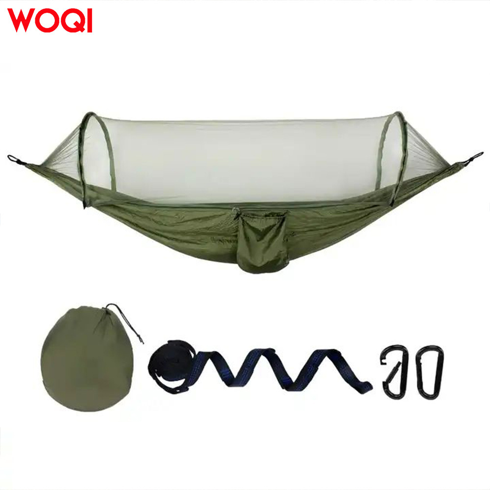 Woqi new design Automatic Pop-Up hammock garden swing with mosquito bug net for two person