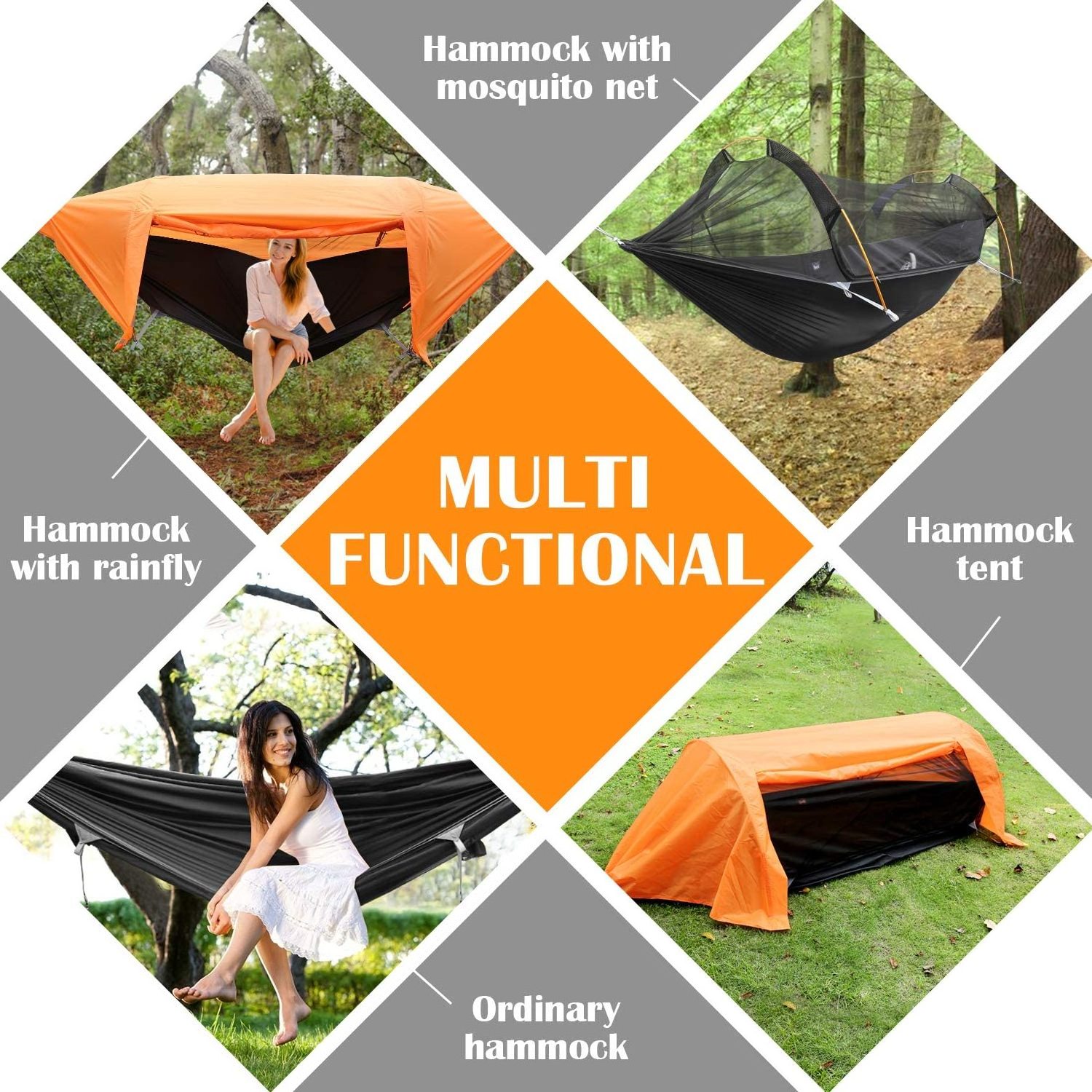 WOQI Summer outdoor leisure activities hammocks  with mosquito net and rainfly cover