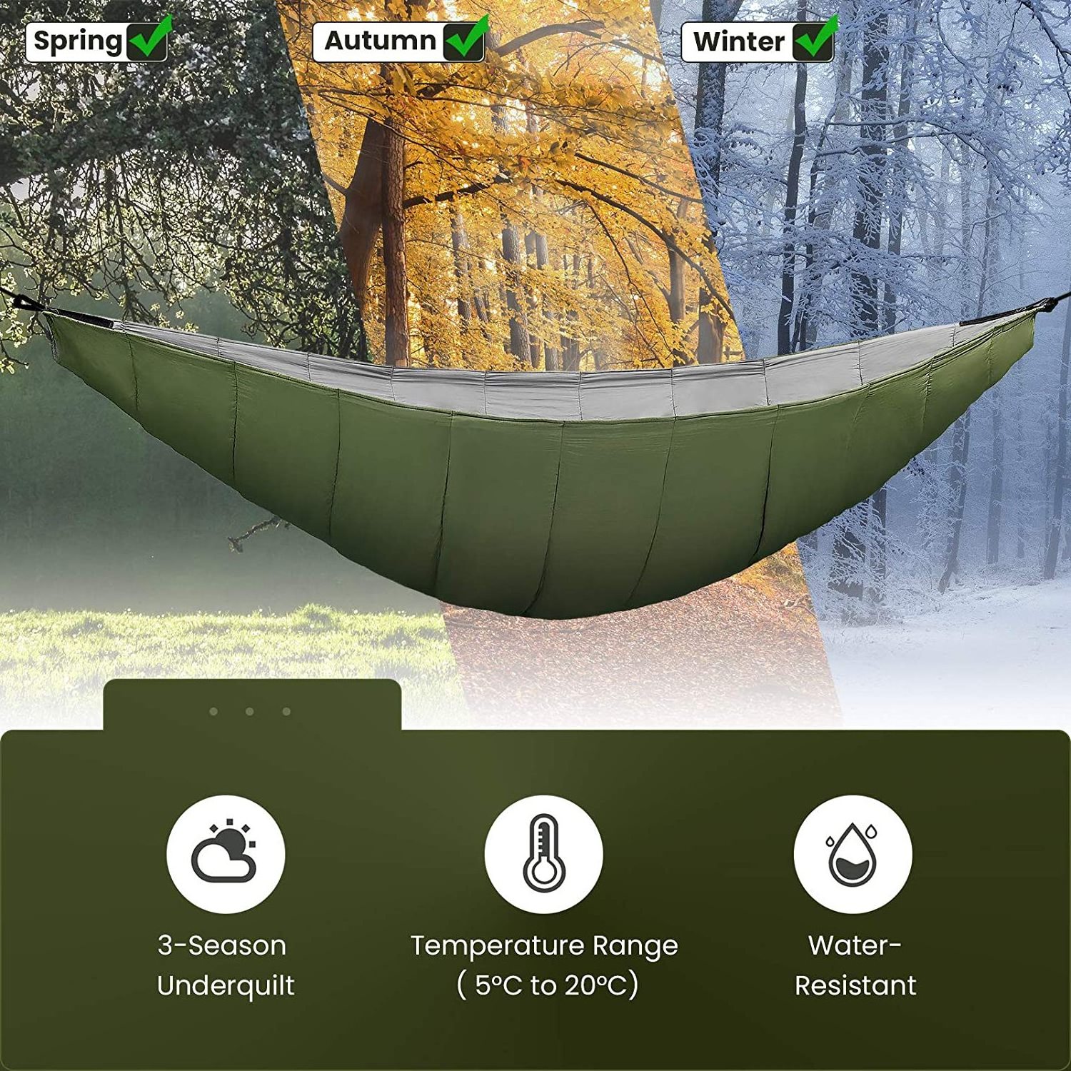 Woqi Cotton outdoor winter camping portable sleeping bag hammock underquilt windproof to keep warm