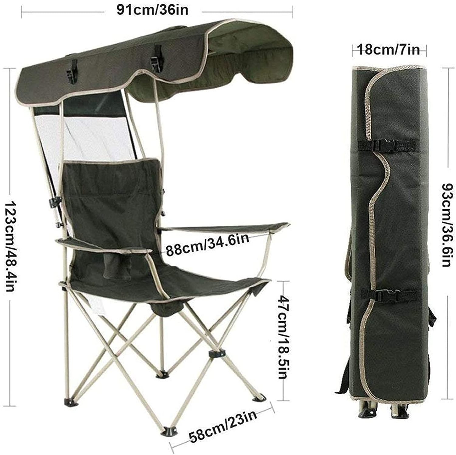 Woqi Outdoor Canopy Chair Durable Folding Seat for Camping Hiking Picnic Fishing