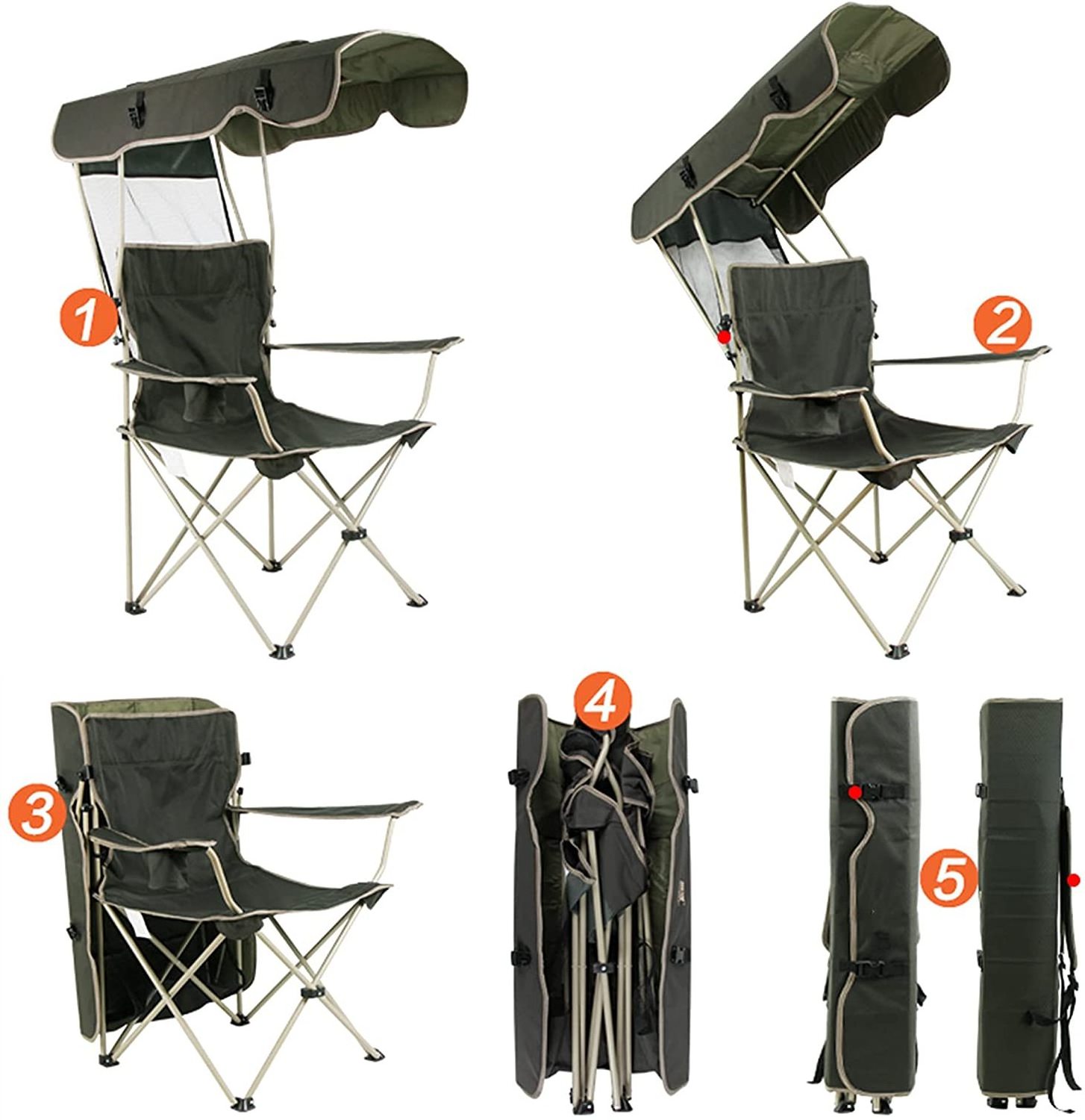 Woqi Outdoor Canopy Chair Durable Folding Seat for Camping Hiking Picnic Fishing