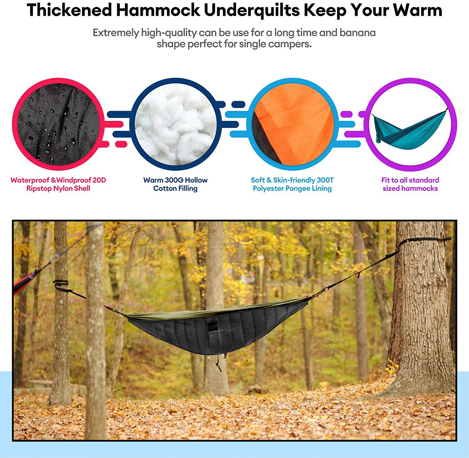 WQ Under Quilt Winter Hammock Underquilt Outdoor Camping Ultralight Underquilt Keep Your Warmer Portable Quilt for Hammock