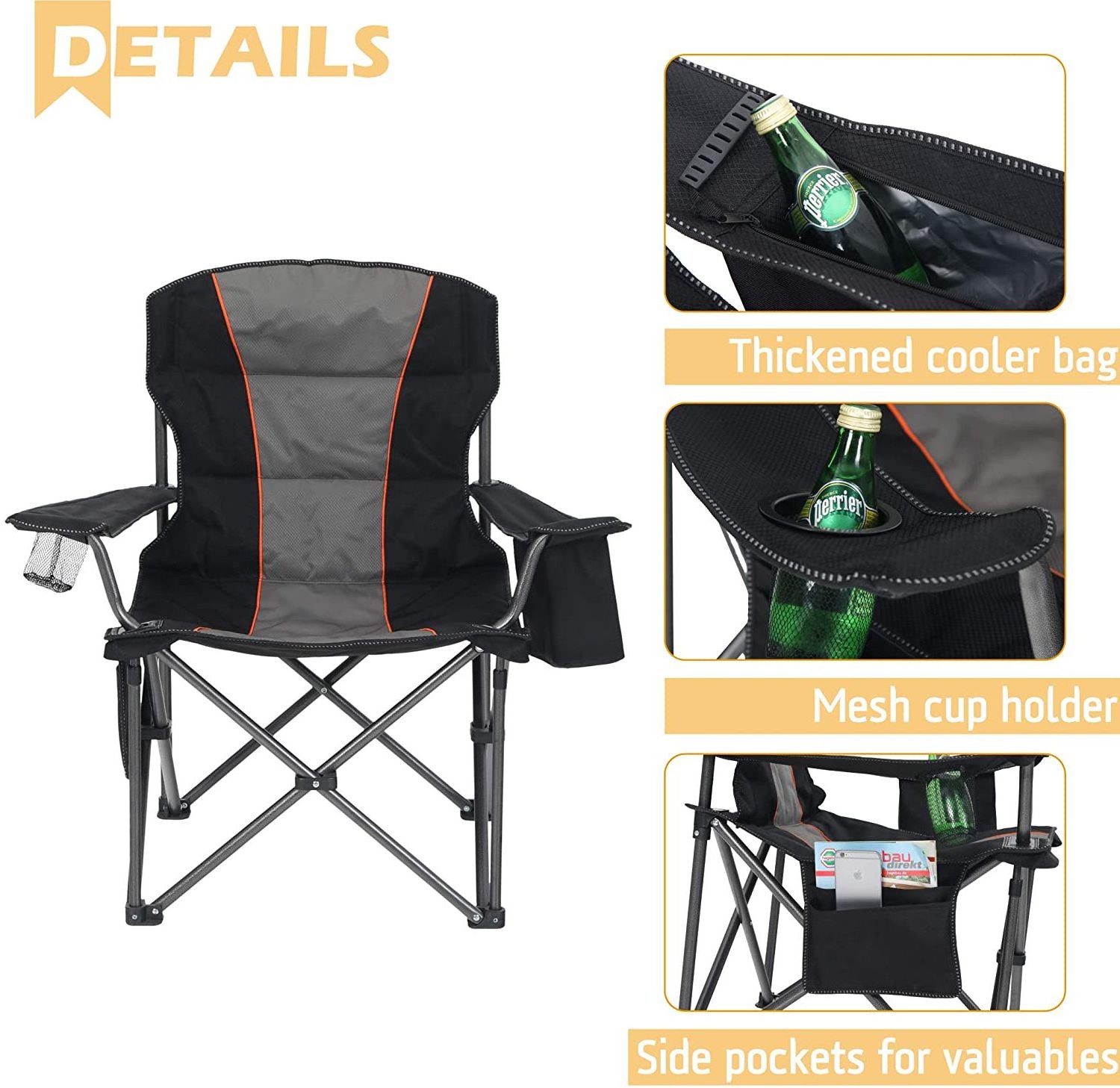 Folding   Camping Chair for Fishing Beach Caravan Trips  Travelling   Oversized Heavy Duty  outdoor camping equipment