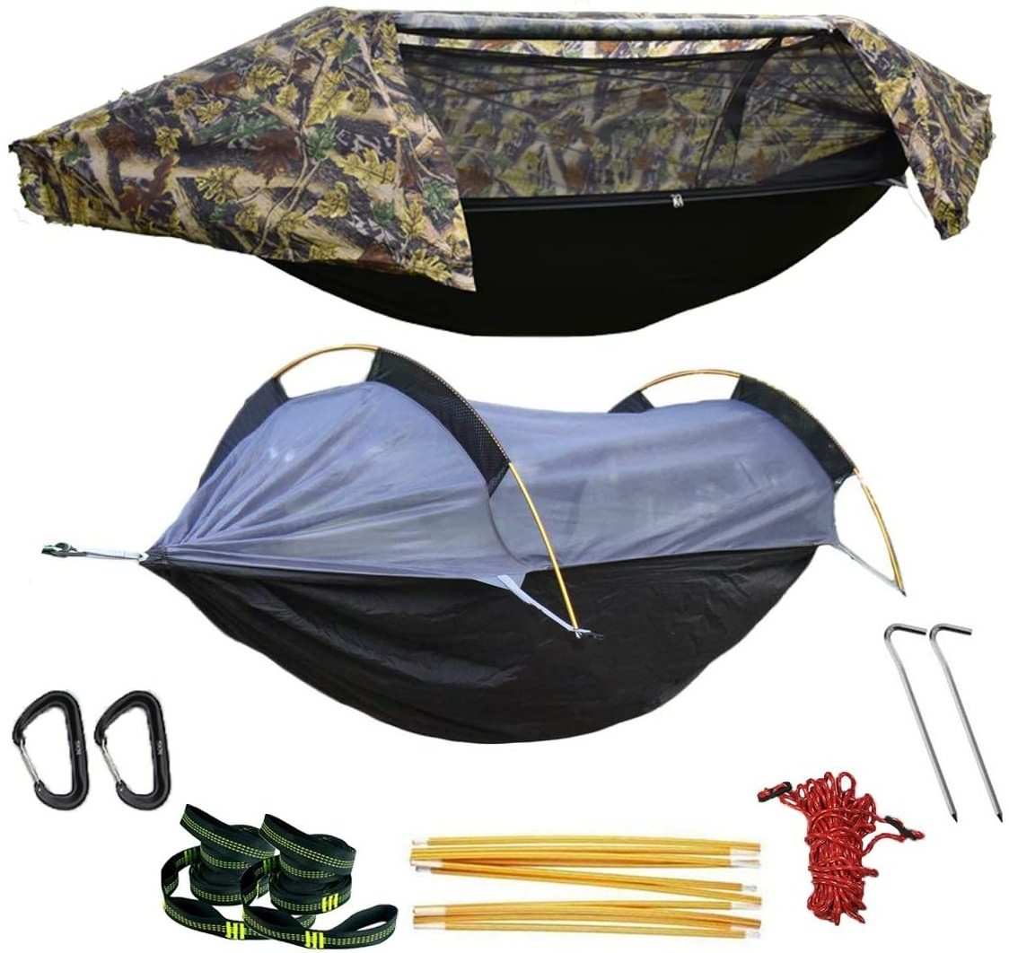 Woqi Camping Hammock with Mosquito Bug Net and Rainfly Cover