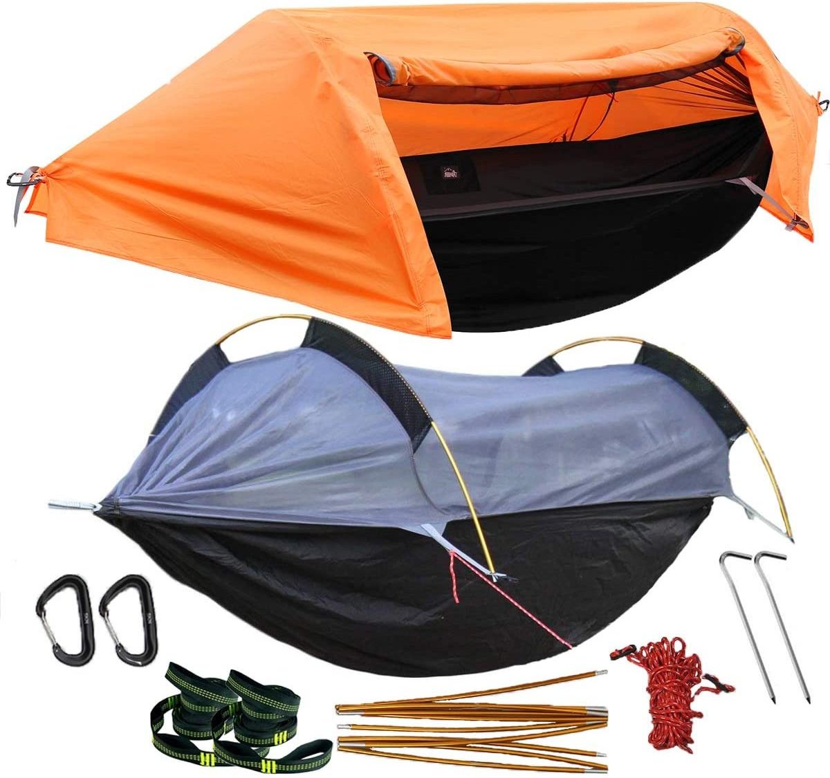 Woqi Camping Hammock with Mosquito Bug Net and Rainfly Cover