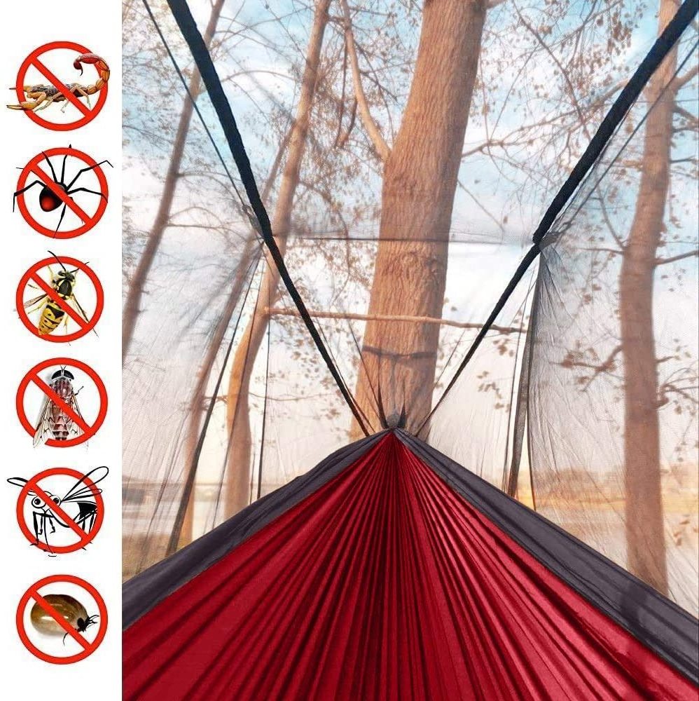 Woqi high quality	nylon mesh hammock outdoor camping hammock with mosquito net travel