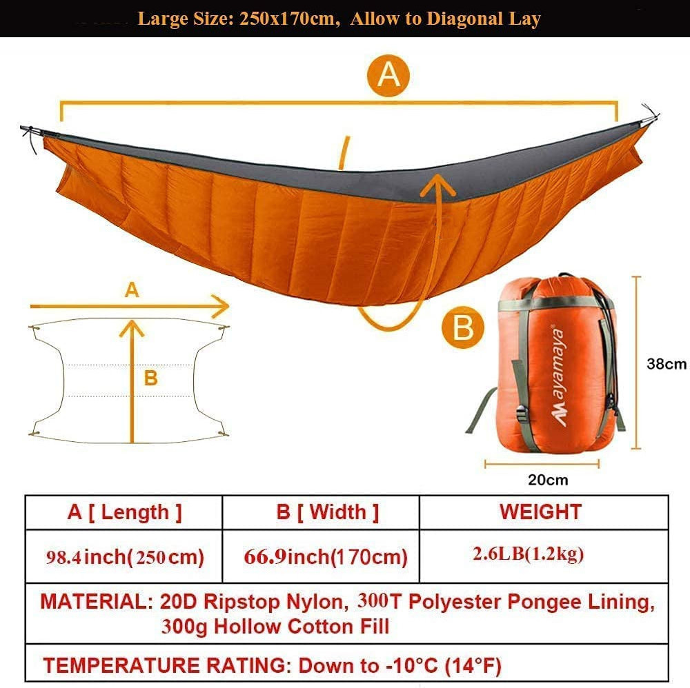 WOQI Double Hammock Underquilt with Top Quilt Full Under Quilt Blanket Ultralight Blanket Cotton Hammock