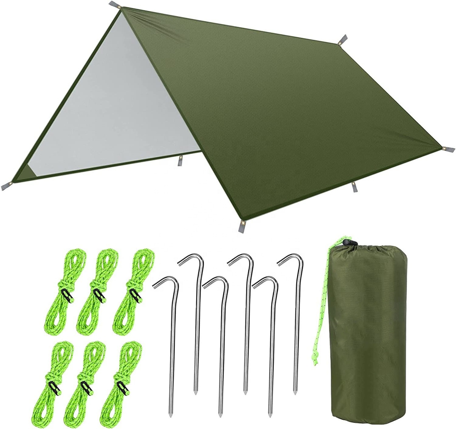 Woqi 10X10ft Lightweight Hammock Rain Fly Sunshade Compact Tent Backpacking Tarp for Camping, Hiking and Outdoor Activities